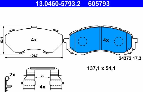 ATE 13.0460-5793.2 - Brake Pad Set, disc brake onlydrive.pro