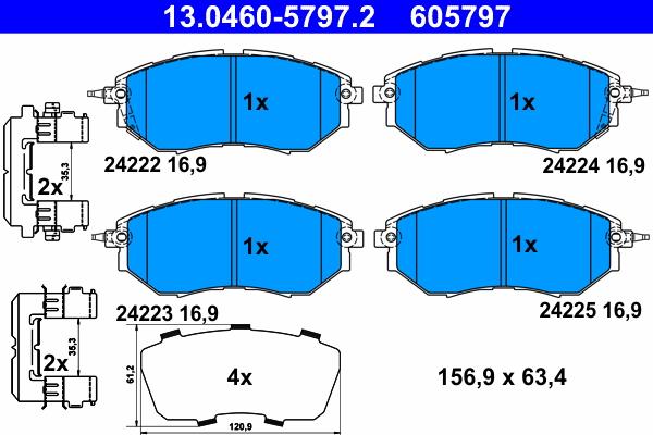 ATE 13.0460-5797.2 - Bremžu uzliku kompl., Disku bremzes onlydrive.pro