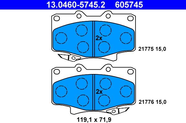 ATE 13.0460-5745.2 - Brake Pad Set, disc brake onlydrive.pro