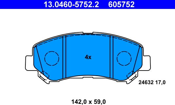 ATE 13.0460-5752.2 - Brake Pad Set, disc brake onlydrive.pro