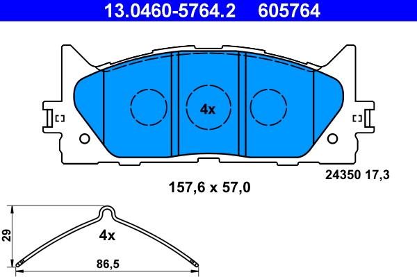 ATE 13.0460-5764.2 - Brake Pad Set, disc brake onlydrive.pro