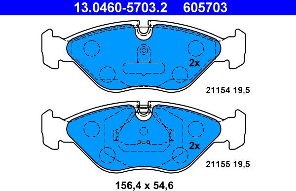 ATE 13.0460-5703.2 - Тормозные колодки, дисковые, комплект onlydrive.pro