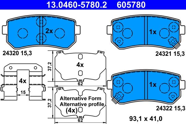 ATE 13.0460-5780.2 - Brake Pad Set, disc brake onlydrive.pro