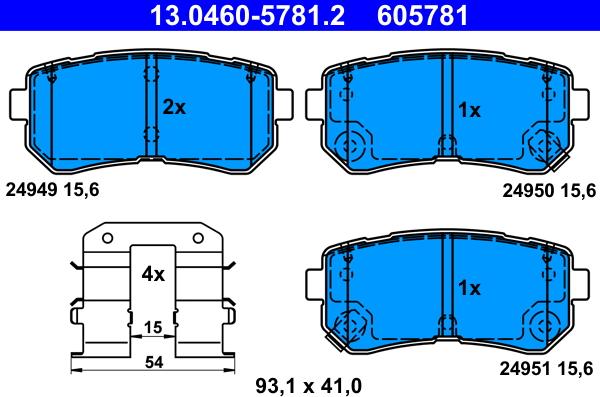 ATE 13.0460-5781.2 - Brake Pad Set, disc brake onlydrive.pro