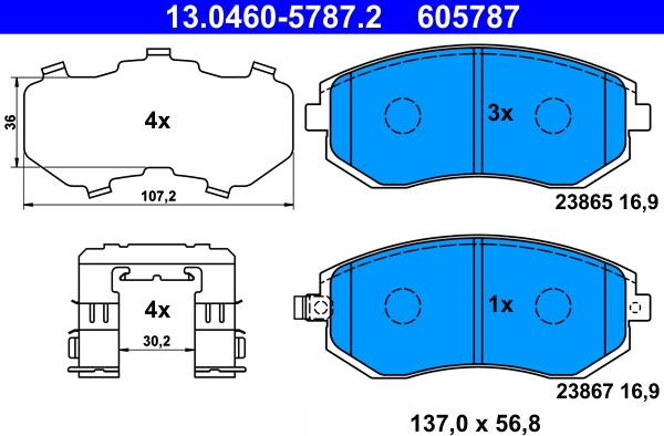 ATE 13.0460-5787.2 - Brake Pad Set, disc brake onlydrive.pro