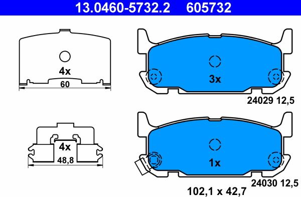 ATE 13.0460-5732.2 - Brake Pad Set, disc brake onlydrive.pro