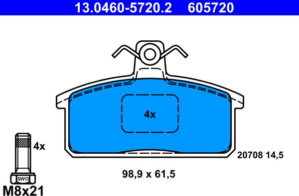 ATE 13.0460-5720.2 - Brake Pad Set, disc brake onlydrive.pro