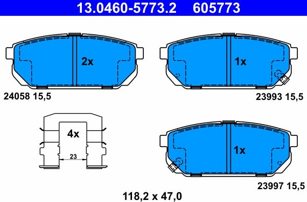 ATE 13.0460-5773.2 - Brake Pad Set, disc brake onlydrive.pro