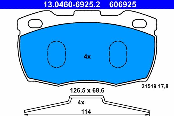 ATE 13.0460-6925.2 - Brake Pad Set, disc brake onlydrive.pro