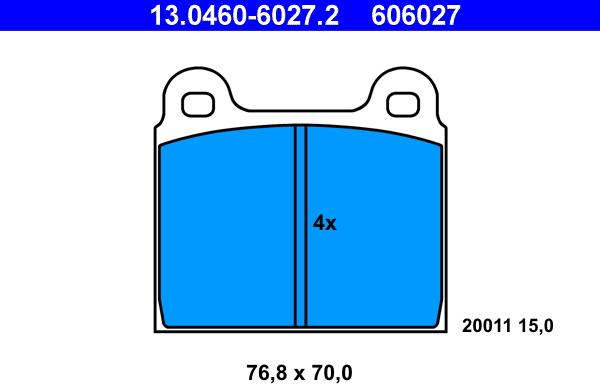 ATE 13.0460-6027.2 - Brake Pad Set, disc brake onlydrive.pro