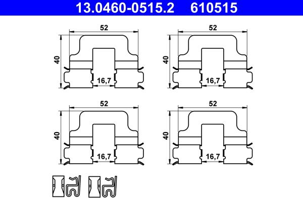 ATE 13.0460-0515.2 - Accessory Kit for disc brake Pads onlydrive.pro