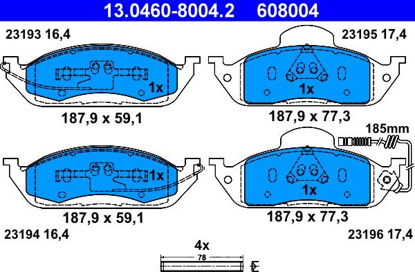 ATE 13.0460-8004.2 - Brake Pad Set, disc brake onlydrive.pro