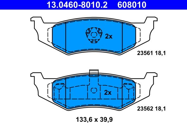 ATE 13.0460-8010.2 - Тормозные колодки, дисковые, комплект onlydrive.pro