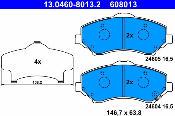 ATE 13.0460-8013.2 - Brake Pad Set, disc brake onlydrive.pro