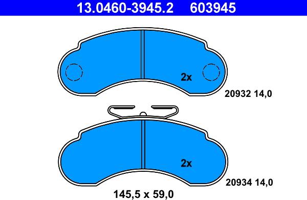 ATE 13.0460-3945.2 - Brake Pad Set, disc brake onlydrive.pro