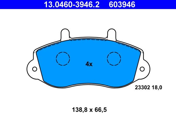 ATE 13.0460-3946.2 - Тормозные колодки, дисковые, комплект onlydrive.pro