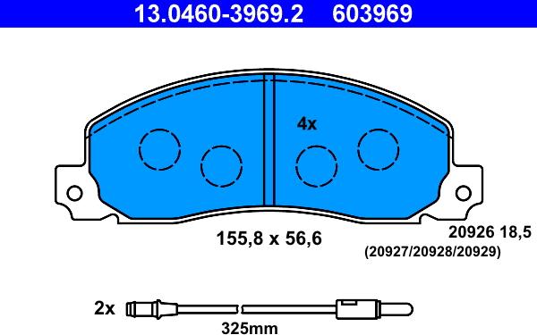 ATE 13.0460-3969.2 - Brake Pad Set, disc brake onlydrive.pro