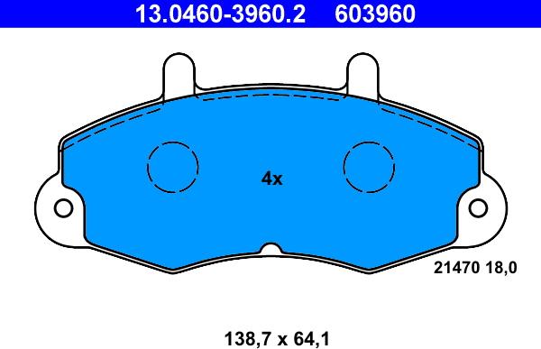 ATE 13.0460-3960.2 - Тормозные колодки, дисковые, комплект onlydrive.pro