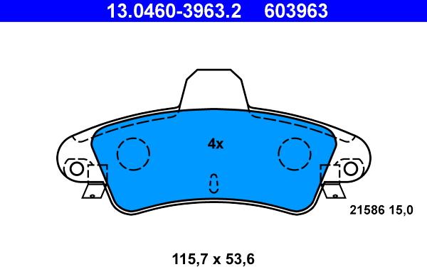 ATE 13.0460-3963.2 - Brake Pad Set, disc brake onlydrive.pro