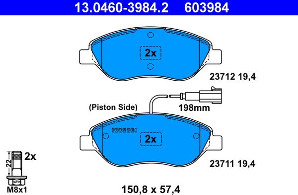 ATE 13.0460-3984.2 - Brake Pad Set, disc brake onlydrive.pro