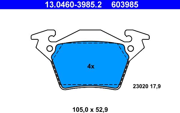 ATE 13.0460-3985.2 - Brake Pad Set, disc brake onlydrive.pro