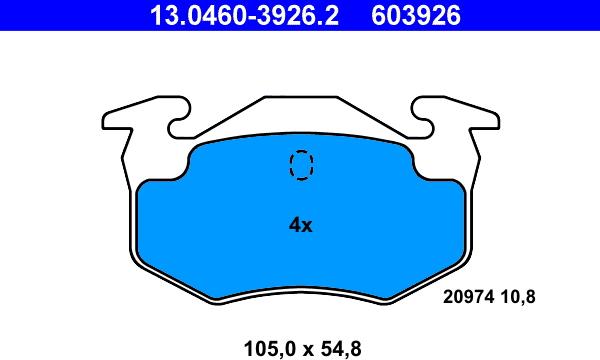 ATE 13.0460-3926.2 - Тормозные колодки, дисковые, комплект onlydrive.pro