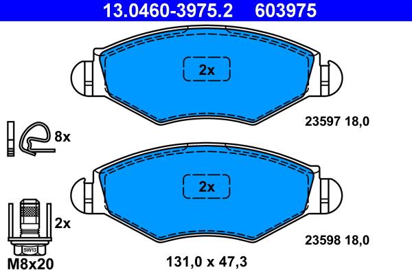 ATE 13.0460-3975.2 - Brake Pad Set, disc brake onlydrive.pro