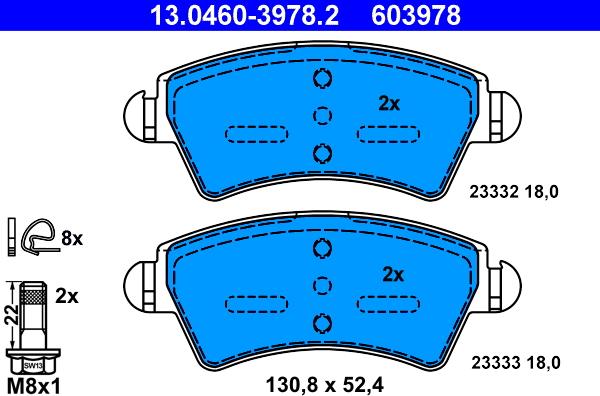 ATE 13.0460-3978.2 - Brake Pad Set, disc brake onlydrive.pro