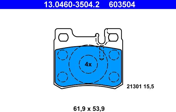 ATE 13.0460-3504.2 - Тормозные колодки, дисковые, комплект onlydrive.pro