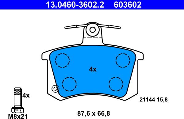 ATE 13.0460-3602.2 - Brake Pad Set, disc brake onlydrive.pro