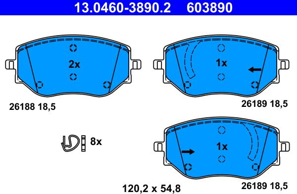 ATE 13.0460-3890.2 - Brake Pad Set, disc brake onlydrive.pro