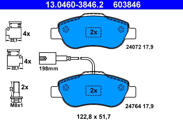 ATE 13.0460-3846.2 - Brake Pad Set, disc brake onlydrive.pro