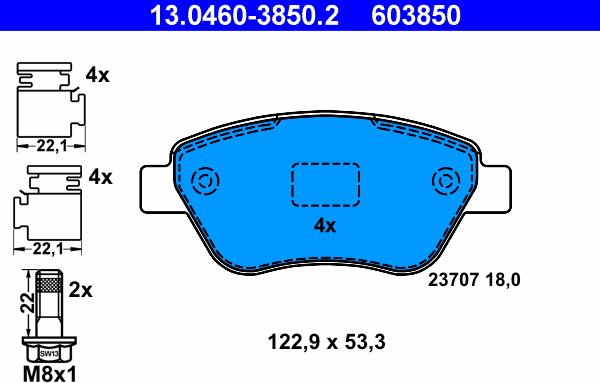 ATE 13.0460-3850.2 - Brake Pad Set, disc brake onlydrive.pro