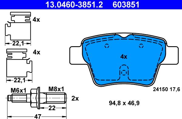 ATE 13.0460-3851.2 - Brake Pad Set, disc brake onlydrive.pro