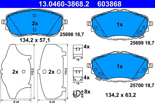 ATE 13.0460-3868.2 - Brake Pad Set, disc brake onlydrive.pro