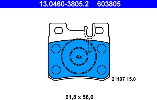 ATE 13.0460-3805.2 - Тормозные колодки, дисковые, комплект onlydrive.pro