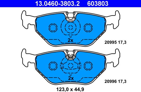 ATE 13.0460-3803.2 - Тормозные колодки, дисковые, комплект onlydrive.pro