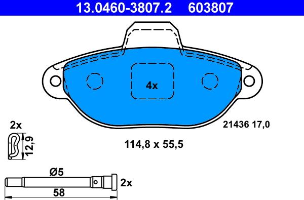 ATE 13.0460-3807.2 - Brake Pad Set, disc brake onlydrive.pro