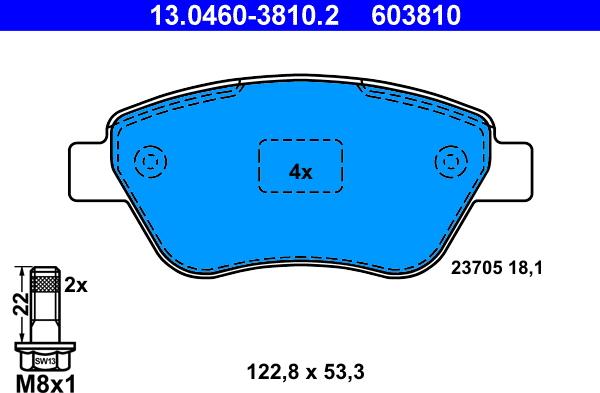 ATE 13.0460-3810.2 - Brake Pad Set, disc brake onlydrive.pro