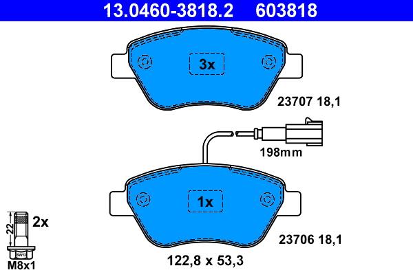 ATE 13.0460-3818.2 - Тормозные колодки, дисковые, комплект onlydrive.pro