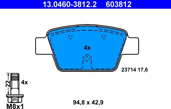 ATE 13.0460-3812.2 - Brake Pad Set, disc brake onlydrive.pro