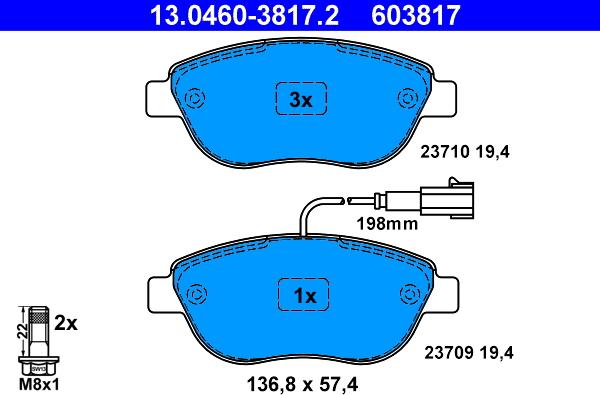 ATE 13.0460-3817.2 - Brake Pad Set, disc brake onlydrive.pro