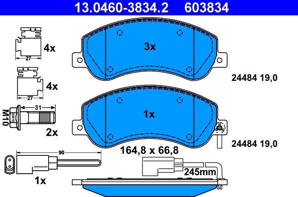 ATE 13.0460-3834.2 - Тормозные колодки, дисковые, комплект onlydrive.pro