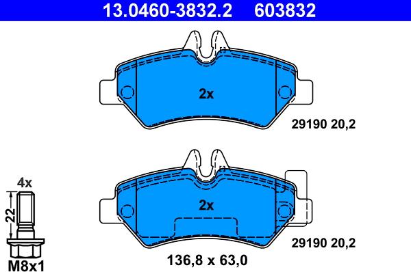 ATE 13.0460-3832.2 - Тормозные колодки, дисковые, комплект onlydrive.pro