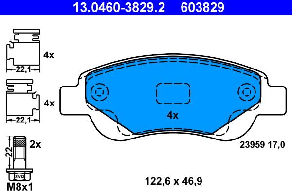 ATE 13.0460-3829.2 - Тормозные колодки, дисковые, комплект onlydrive.pro