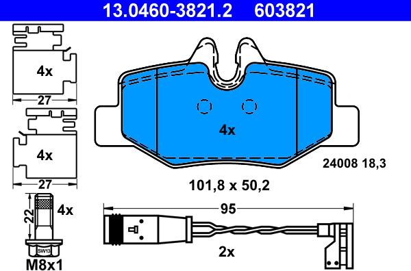 ATE 13.0460-3821.2 - Brake Pad Set, disc brake onlydrive.pro