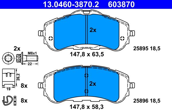 ATE 13.0460-3870.2 - Brake Pad Set, disc brake onlydrive.pro