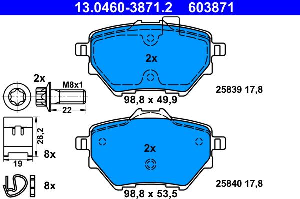 ATE 13.0460-3871.2 - Brake Pad Set, disc brake onlydrive.pro