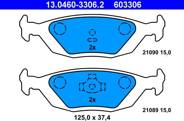 ATE 13.0460-3306.2 - Тормозные колодки, дисковые, комплект onlydrive.pro