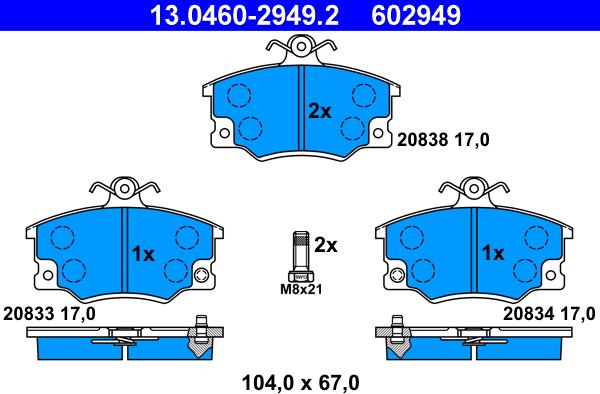 ATE 13.0460-2949.2 - Brake Pad Set, disc brake onlydrive.pro